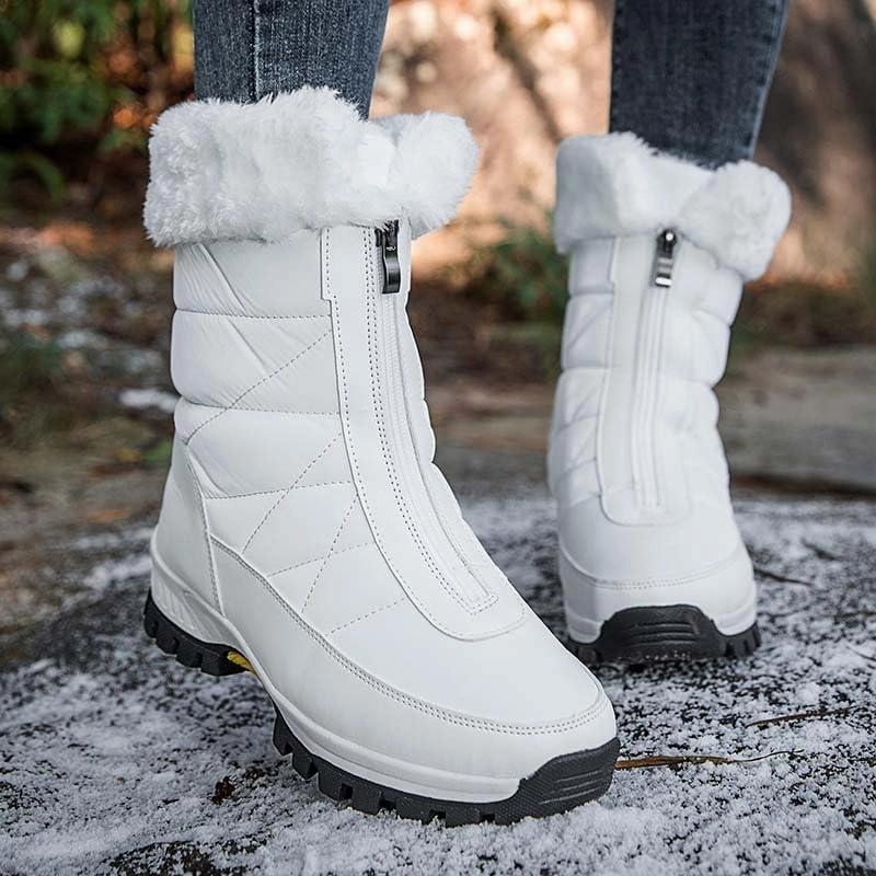 GEXECEUSS Womens Comfortable Snow Boots for Walking: Anti-Slip Mid-Calf Winter Boots - Durable Faux Fur Lined Booties for Women