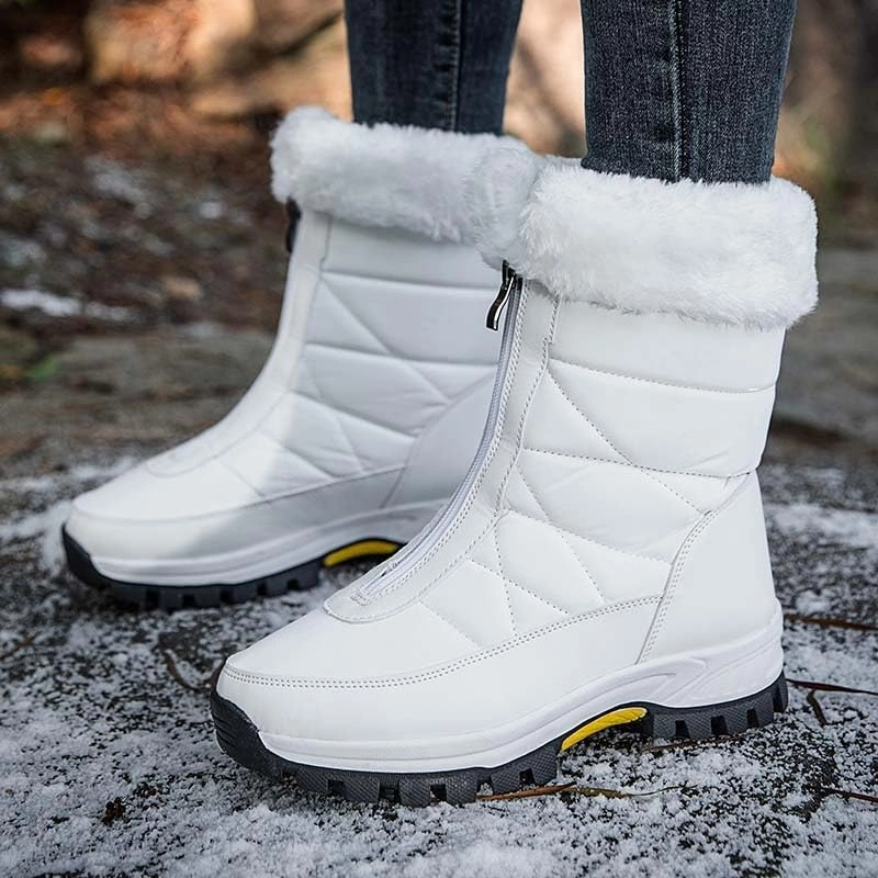 GEXECEUSS Womens Comfortable Snow Boots for Walking: Anti-Slip Mid-Calf Winter Boots - Durable Faux Fur Lined Booties for Women