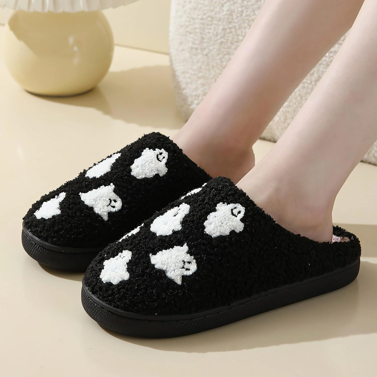 Ghost Slippers for Women Men, 2024 New Halloween Slippers Pumpkin Slippers Cute Fuzzy Soft House Slippers for Spooky Season