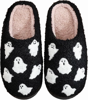 Ghost Slippers for Women Men, 2024 New Halloween Slippers Pumpkin Slippers Cute Fuzzy Soft House Slippers for Spooky Season