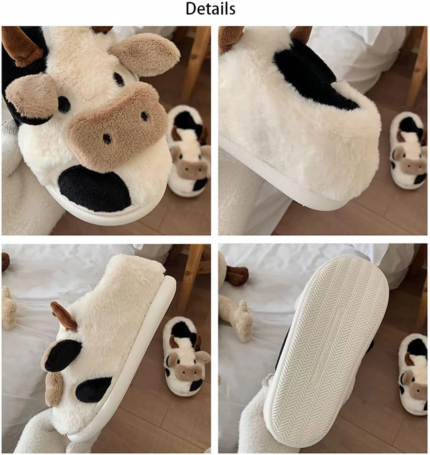 Giraffe Slippers, Giraffe Slides for Women Men Cute Cozy Fluffy 3D Giraffe Shape Home Slippers for Kids & Adults Slippers Christmas (5-6, Cow Slippers)