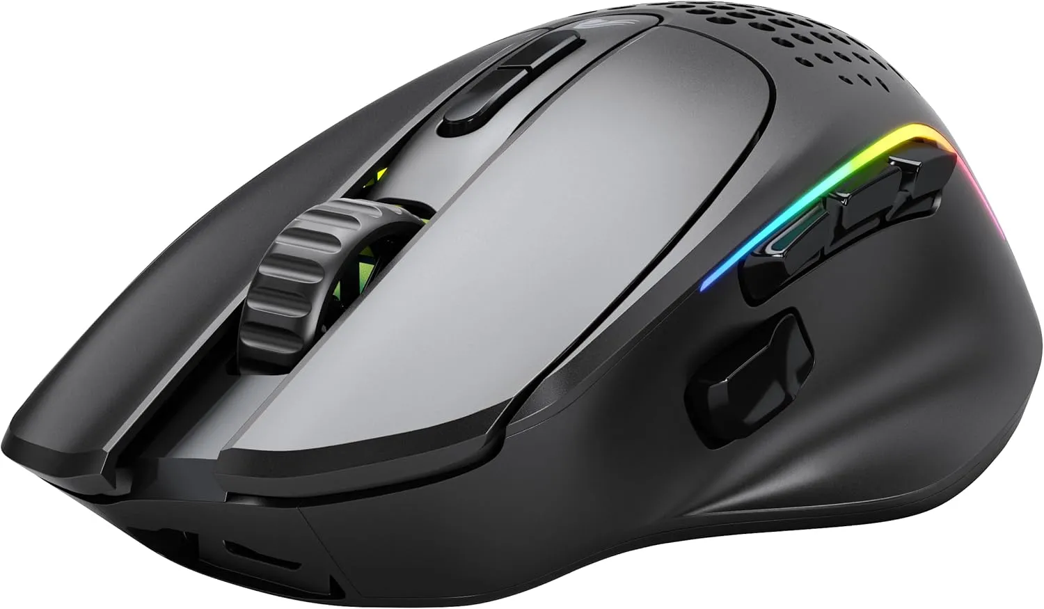 Glorious Gaming Model I 2 Wireless Gaming Mouse - Hybrid 2.4Ghz & Bluetooth, 75g Superlight, 9 Buttons (2 Swappable), RGB, PTFE Feet, MMO/MOBA/FPS, Long Battery Life, Side Thumb Rest - Black