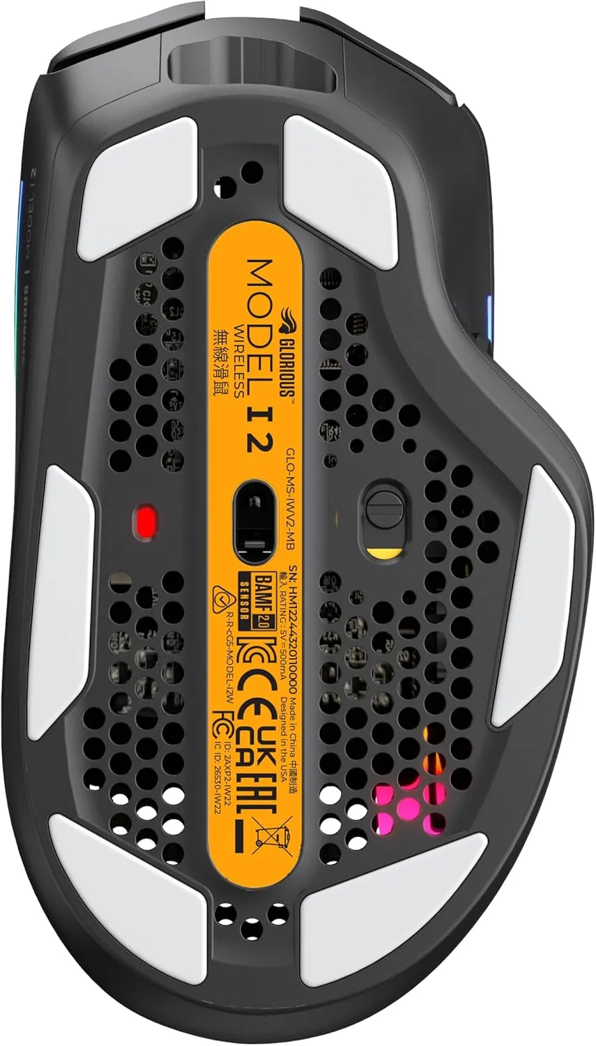 Glorious Gaming Model I 2 Wireless Gaming Mouse - Hybrid 2.4Ghz & Bluetooth, 75g Superlight, 9 Buttons (2 Swappable), RGB, PTFE Feet, MMO/MOBA/FPS, Long Battery Life, Side Thumb Rest - Black
