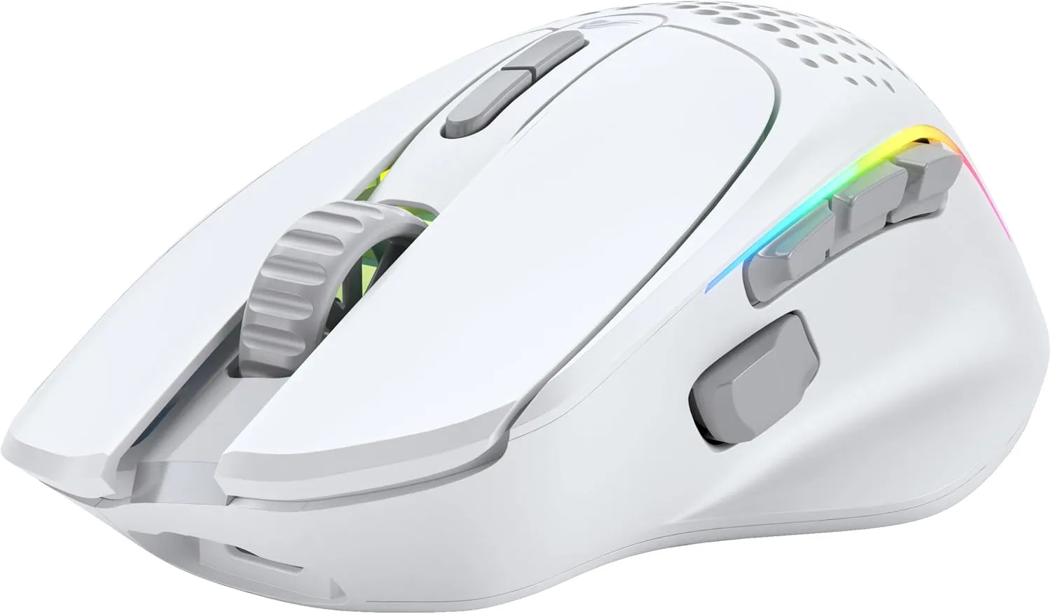 Glorious Gaming Model I 2 Wireless Gaming Mouse - Hybrid 2.4Ghz & Bluetooth, 75g Superlight, 9 Buttons (2 Swappable), RGB, PTFE Feet, MMO/MOBA/FPS, Long Battery Life, Side Thumb Rest - White