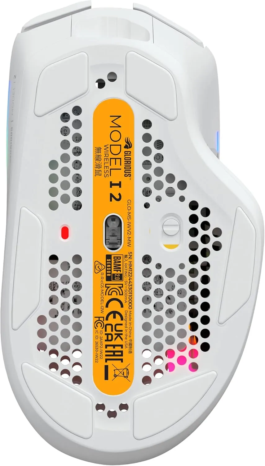 Glorious Gaming Model I 2 Wireless Gaming Mouse - Hybrid 2.4Ghz & Bluetooth, 75g Superlight, 9 Buttons (2 Swappable), RGB, PTFE Feet, MMO/MOBA/FPS, Long Battery Life, Side Thumb Rest - White