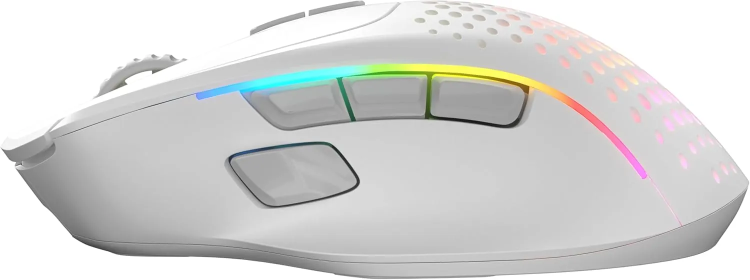 Glorious Gaming Model I 2 Wireless Gaming Mouse - Hybrid 2.4Ghz & Bluetooth, 75g Superlight, 9 Buttons (2 Swappable), RGB, PTFE Feet, MMO/MOBA/FPS, Long Battery Life, Side Thumb Rest - White