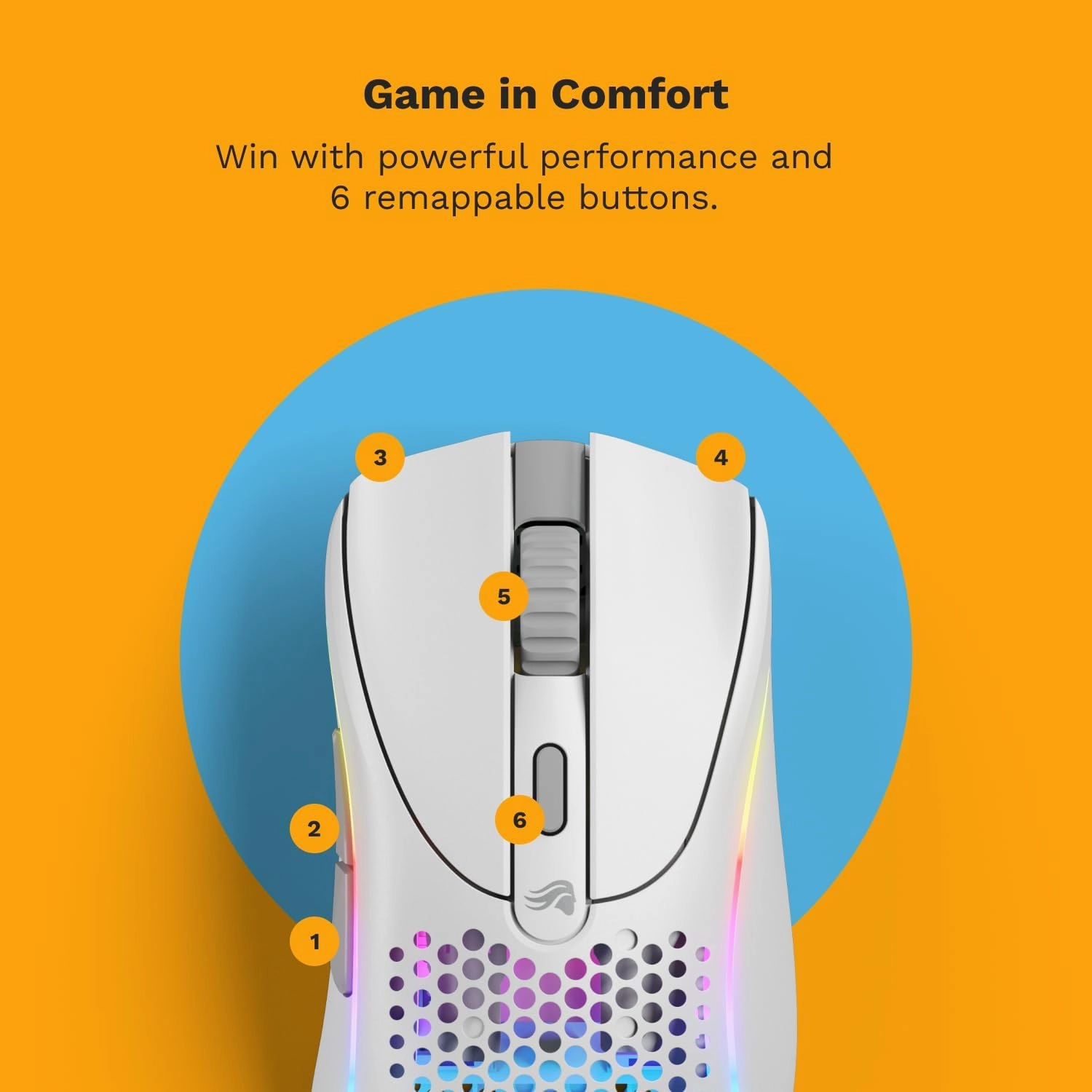 Glorious Gaming - Model D 2 Wireless Ergonomic Mouse, Superlight 66g, up to 210 hr Battery Life, 26K Optical Sensor, 6 Programmable Buttons, 80 Million Clicks, FPS, MMO, MOBA, Battle Royale (White)