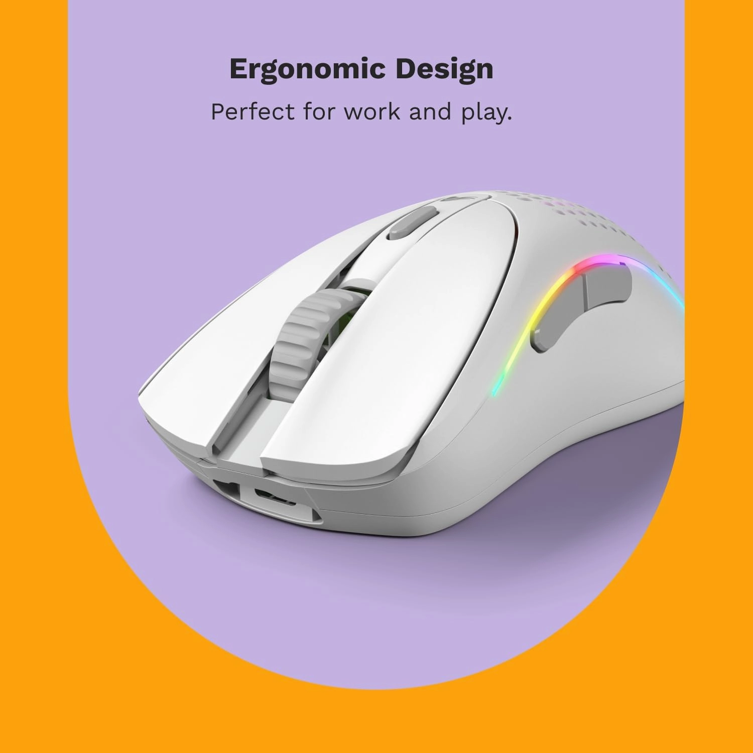 Glorious Gaming - Model D 2 Wireless Ergonomic Mouse, Superlight 66g, up to 210 hr Battery Life, 26K Optical Sensor, 6 Programmable Buttons, 80 Million Clicks, FPS, MMO, MOBA, Battle Royale (White)