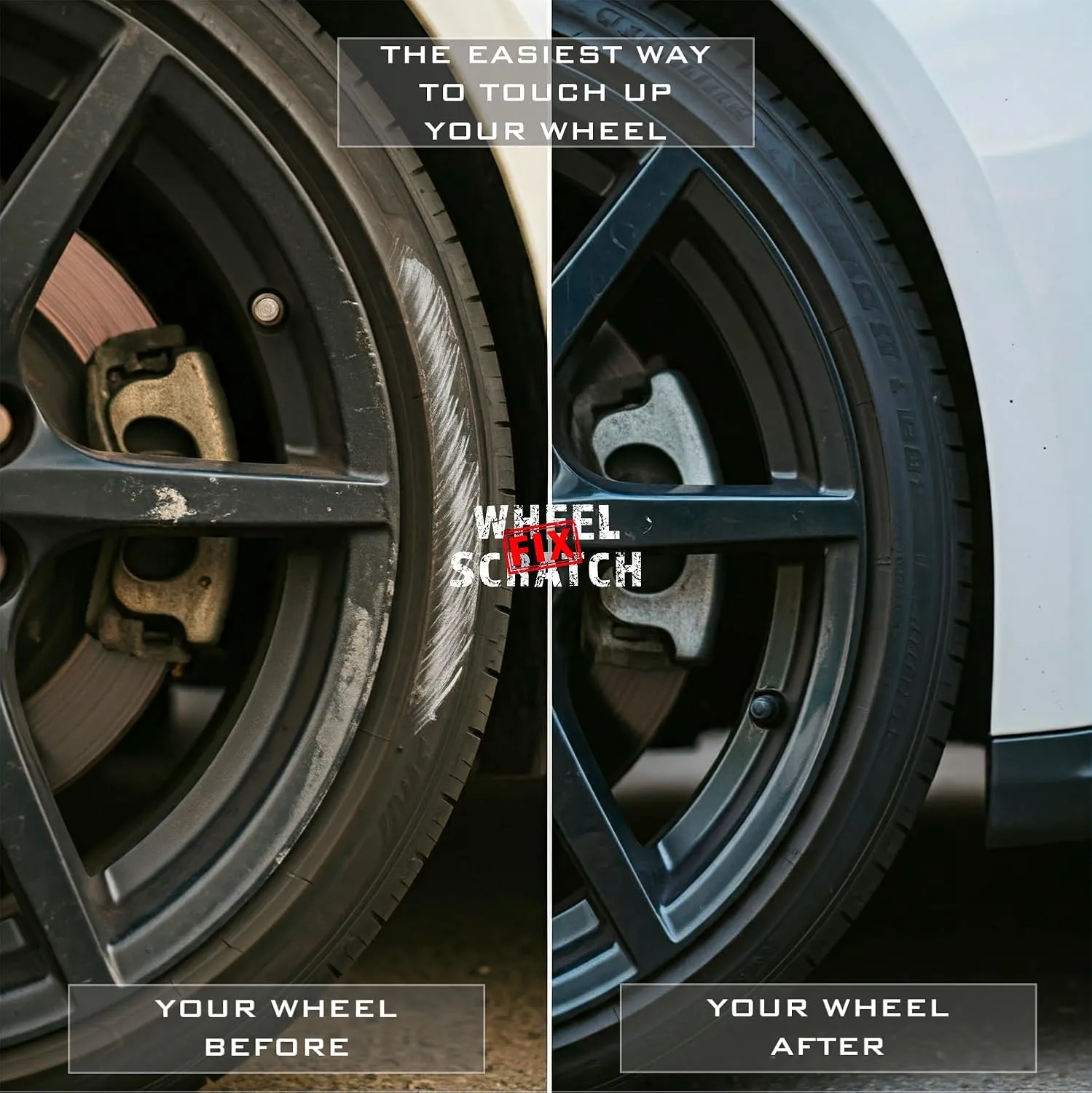 Gloss Black Rim Touch Up Paint Kit, Car Wheel Scratch Repair Kit, Wheel Touch Up Paint Pen, curb rim repair kit, curb rash repair Kit, Universal Rim Alloy Gloss Black Wheel Paint (Gloss Black)