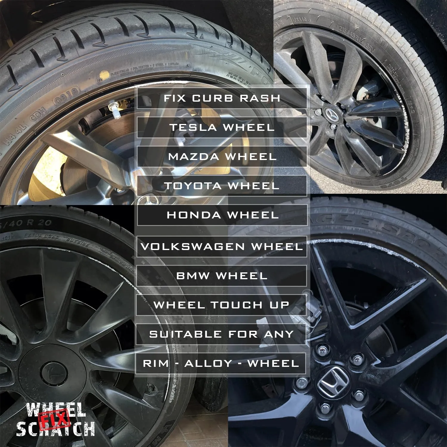 Gloss Black Rim Touch Up Paint Kit, Car Wheel Scratch Repair Kit, Wheel Touch Up Paint Pen, curb rim repair kit, curb rash repair Kit, Universal Rim Alloy Gloss Black Wheel Paint (Gloss Black)