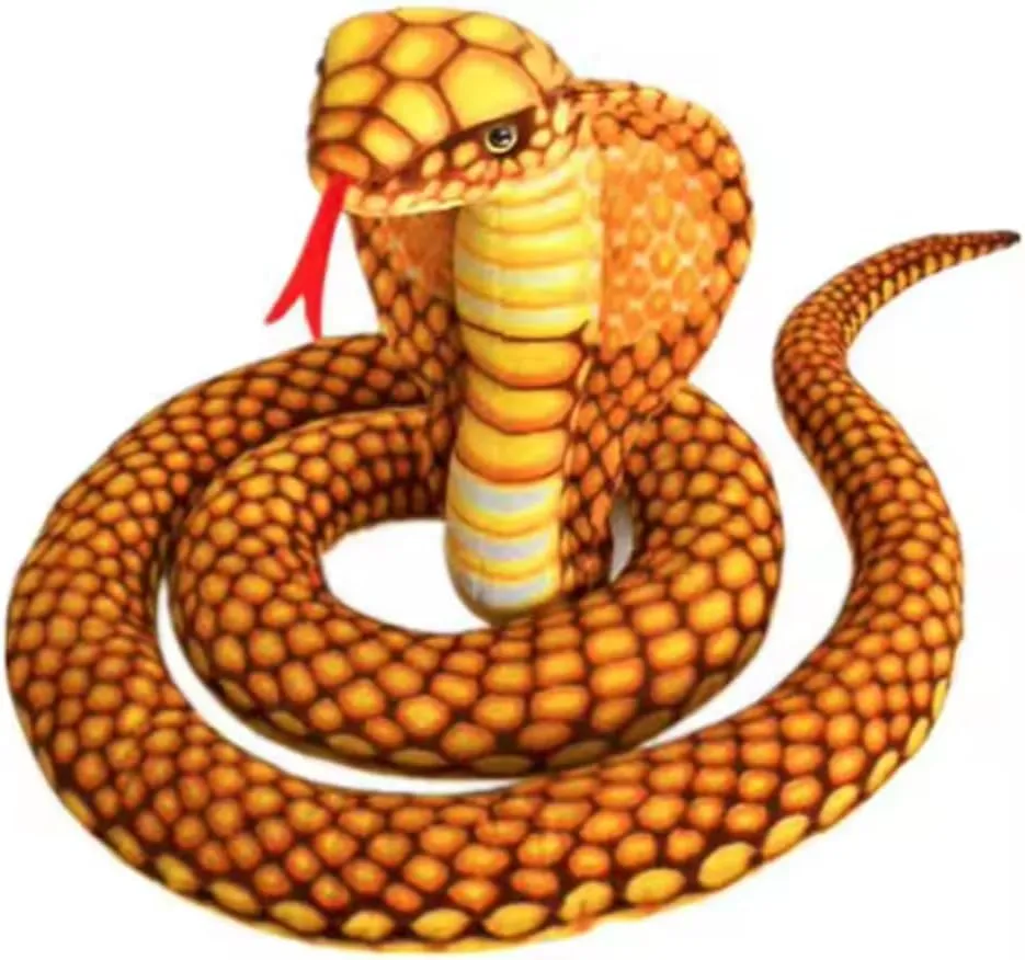 GracesDawn Snake Stuffed Animals, Large Cobra Plush Toys, high Imitation Cobra Soft Toys, Prop Animal Party Decorations, Children's Toy Gifts (Yellow 67 inches Long)