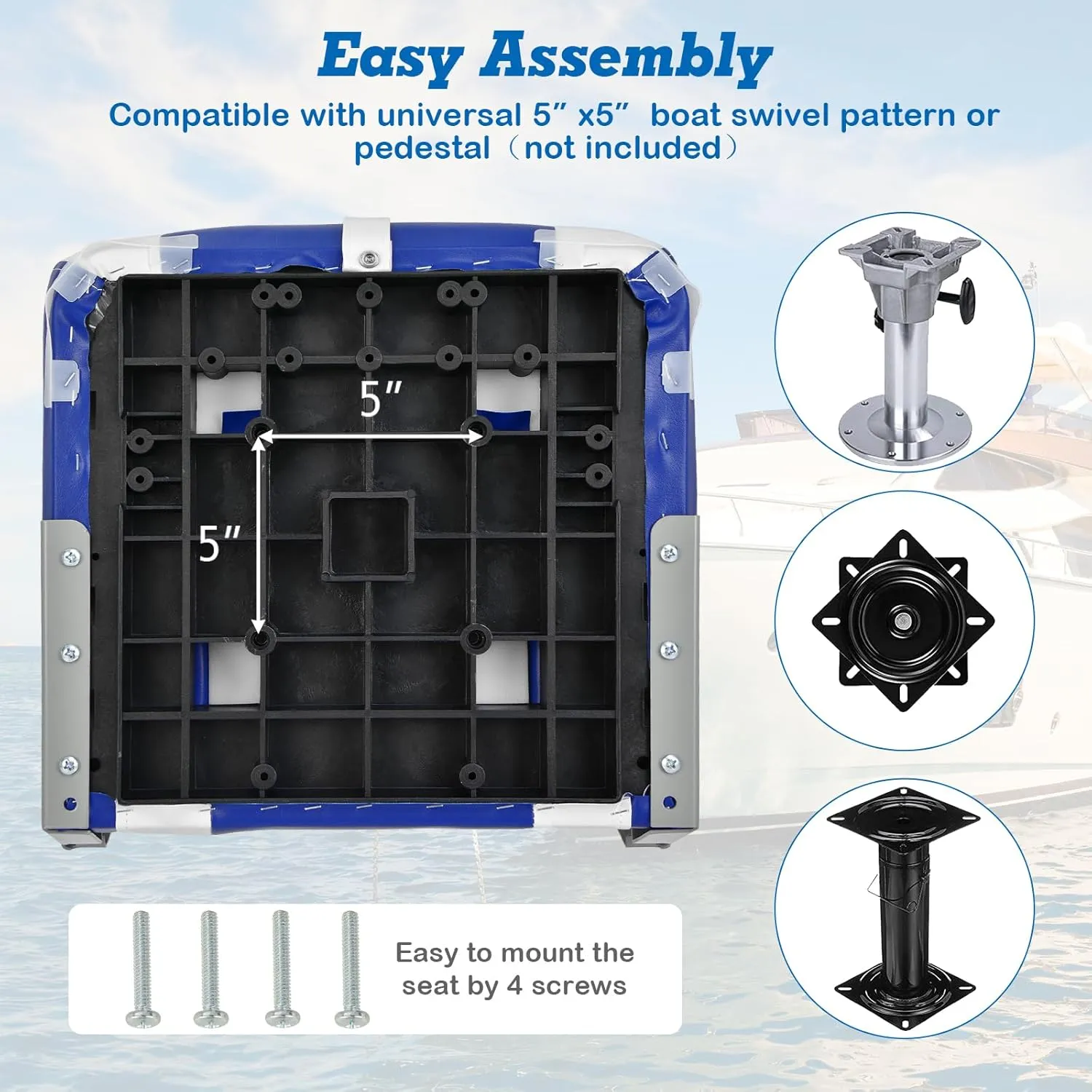 GYMAX Boat Seats, Folding High Back Boat Seats with Stainless Steel Screw Included, Fold-Down Boat Captain Chairs for Fishing Yachts