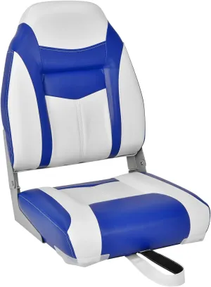 GYMAX Boat Seats, Folding High Back Boat Seats with Stainless Steel Screw Included, Fold-Down Boat Captain Chairs for Fishing Yachts