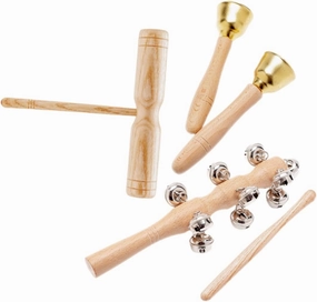 HANABASS 1 Set Percussion Instruments for Handheld Musical Stick Bell Wooden Shaker and Double Shaker for Early Education Skill Development for Boys