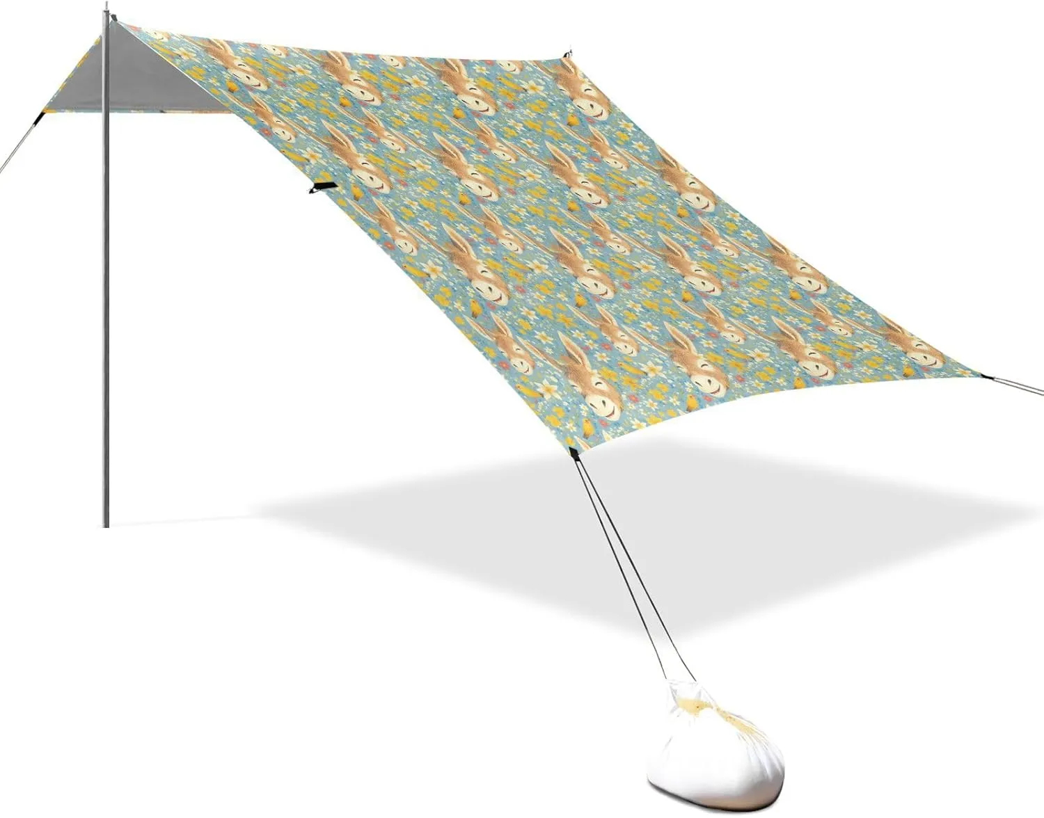 Happy Donkey Face Flowers Beach Tent & Canopy UPF50  Lightweight Large Sun Shelter with Sand Shovel, Sandbags for Camping, Fishing, Backyard Fun