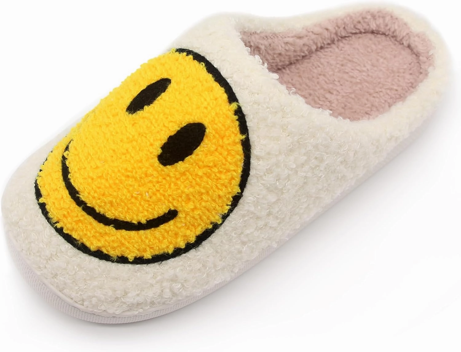 Happy Face Kids Slippers: Plush Non-Slip House Slippers For Girls & Boys & Little Big Toddler Unisex Kids Ultra Comfort Cute Soft and Fuzzy