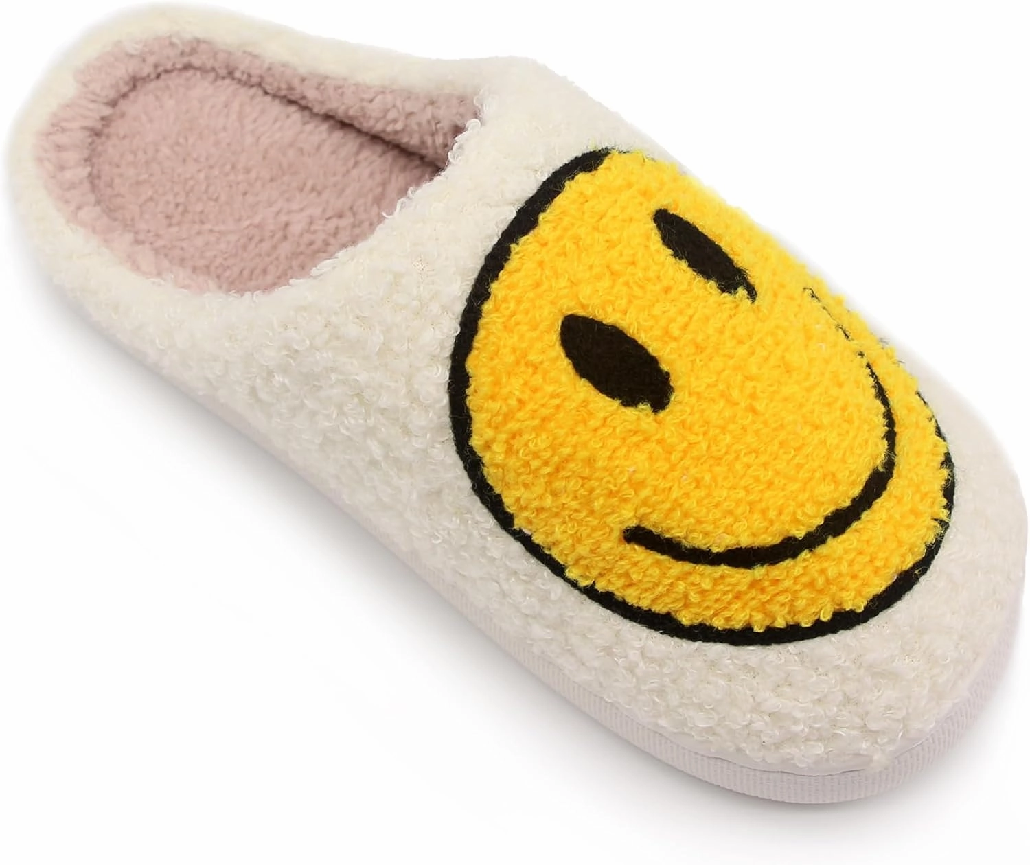 Happy Face Kids Slippers: Plush Non-Slip House Slippers For Girls & Boys & Little Big Toddler Unisex Kids Ultra Comfort Cute Soft and Fuzzy