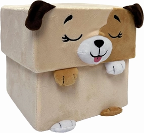 Happy Nappers: Adorable Storables - Dog - Tan & Brown - 8” Character Box & Surprise 8” Plush Toy w/Weighted Paws, Square Storage Bin, Kids Ages 1 