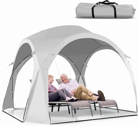 Happygrill 11' x 11' Recreation Sun Shade Canopy, Portable Beach Tent with UPF 50  Protection