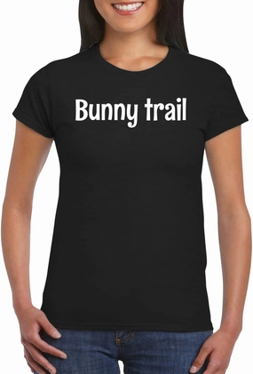 Harding Industries Bunny Trail - Women's Soft Graphic Junior Cut T-Shirt CP05 Black