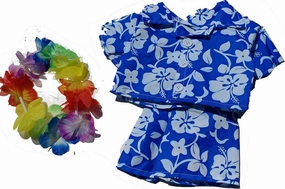Hawaiian Boy Outfit for 14-18 Inch Stuffed Animals – Tropical Luau Clothes for Build Bear, Plush Toy Clothing with Flower Lei – Summer Beach Party Dress-Up Accessories