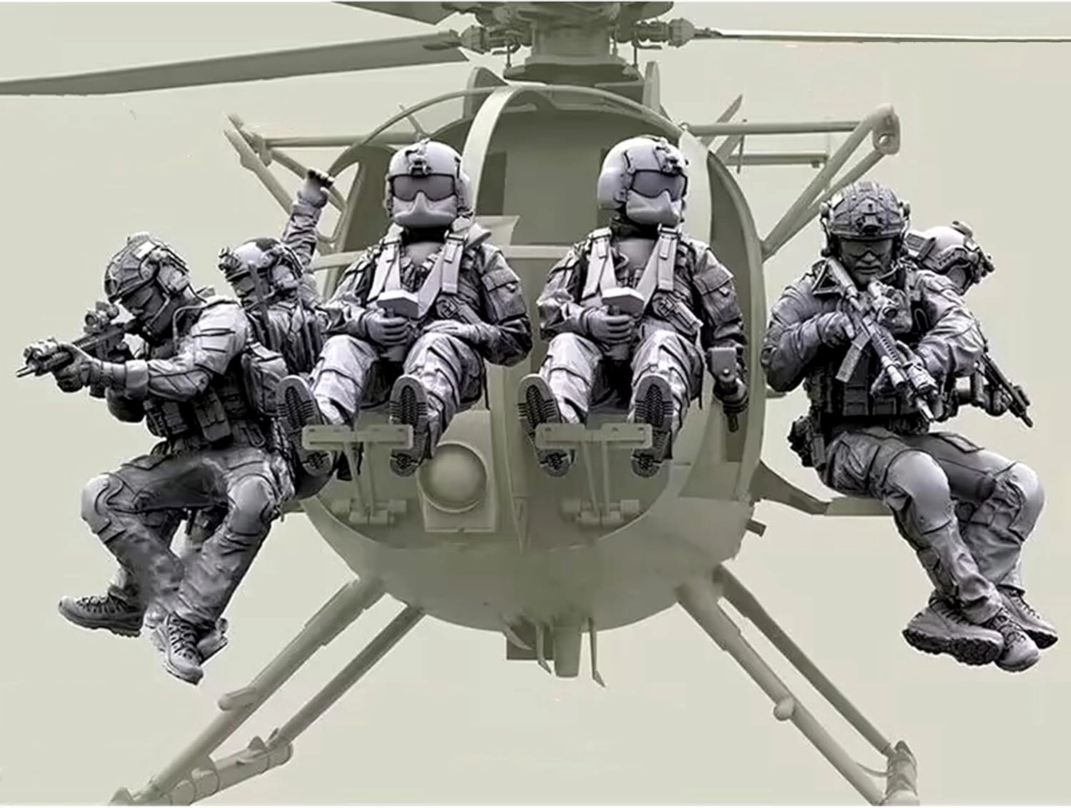 HFVUYAR 1/35 US Helicopter Commando Resin Model Kit Unpainted and Unassembled Soldier Resin Model Kit (6 Figures, no Airplane) //K9c76O1