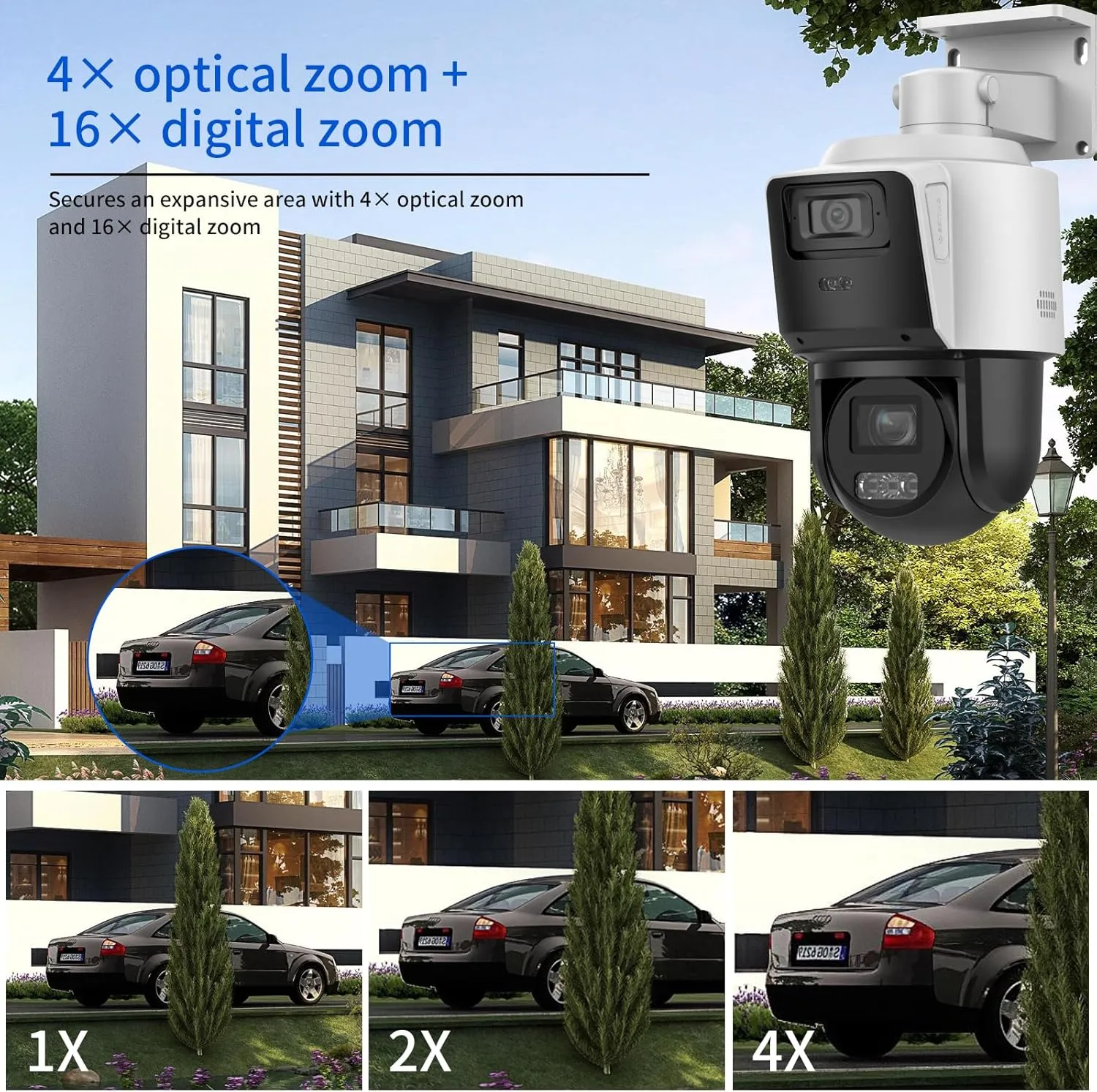 Hikvision PTZ Camera Compatible DS-2SE3C404MWG-E/14 TandemVu 4MP 4MP Dual Lens Security Cameran 4X POE PTZ Network Camera 2.8 to 12 mm Lens and Color Vu Bullet Camera 2.8mm Lens International Version