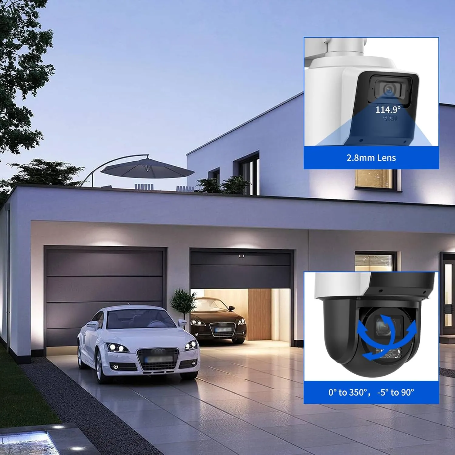 Hikvision PTZ Camera Compatible DS-2SE3C404MWG-E/14 TandemVu 4MP 4MP Dual Lens Security Cameran 4X POE PTZ Network Camera 2.8 to 12 mm Lens and Color Vu Bullet Camera 2.8mm Lens International Version