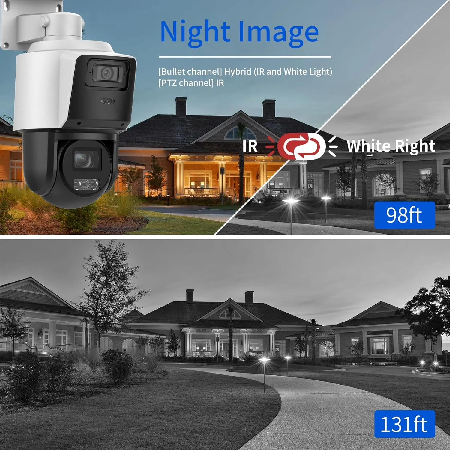 Hikvision PTZ Camera Compatible DS-2SE3C404MWG-E/14 TandemVu 4MP 4MP Dual Lens Security Cameran 4X POE PTZ Network Camera 2.8 to 12 mm Lens and Color Vu Bullet Camera 2.8mm Lens International Version