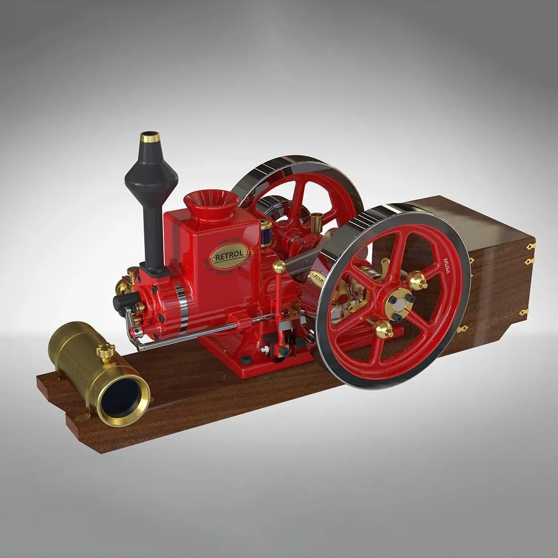 Hit and Miss Engine Model Kit That Works, Retrol HM-01 7CC 4-Stroke Horizontal IC Engine Model, Mini Metal Engine Physical Experiment Toy (with Start Kit & CDI Igniter)