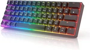 HK GAMING GK61 Mechanical Gaming Keyboard - 61 Keys Multi Color RGB Illuminated LED Backlit Wired Programmable for PC/Mac Gamer Tactile (Gateron Optical Brown)