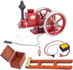 HM-01 Engine Model Kit That Works, 4-Stroke Horizontal Hit and Miss Engine Model with Ignition Kit and Base Set (KIT Version)