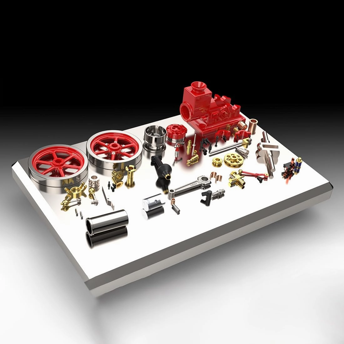 HM-01 7cc Engine Model Kit, 4-Stroke Horizontal Hit and Miss Internal Combustion Engine Model Science Enthusiasts Physical Experiment Toy for Adults(Unassembled Version)