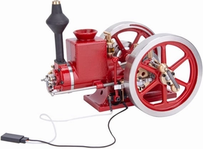 HM-01 Engine 4-Stroke Horizontal Hit and Miss Internal Combustion Engine Model, One Key Start Science Metal Engine Model Educational Creative Gift (Assembled Version)