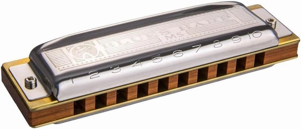 Hohner 532BX-C Blues Harp Tuned to Key of C Diatonic 4-Inch Harmonica with 20 Reeds, Double Lacquered Doussie Comb, and Modular Construction