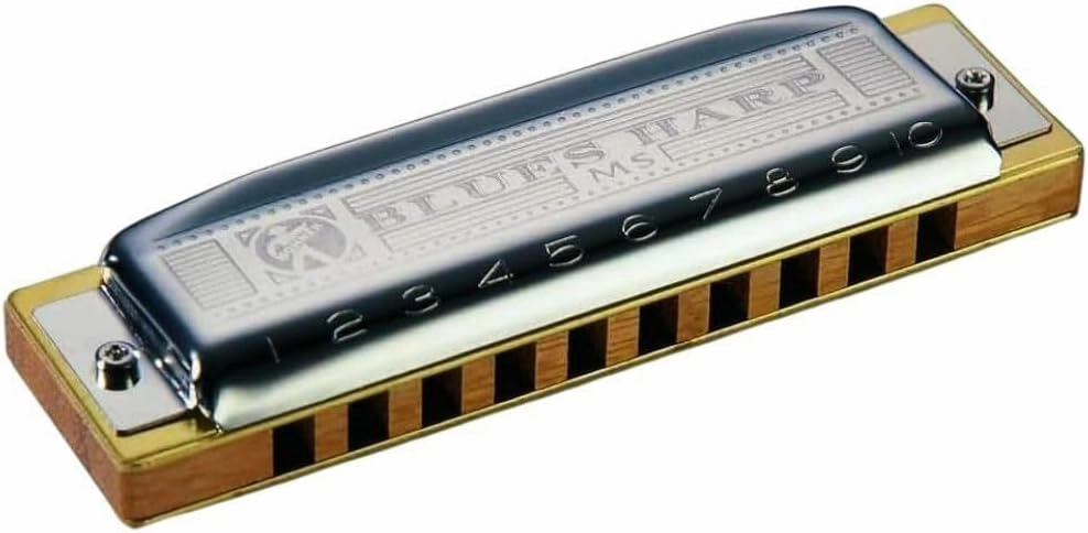 Hohner 532BX-C Blues Harp Tuned to Key of C Diatonic 4-Inch Harmonica with 20 Reeds, Double Lacquered Doussie Comb, and Modular Construction