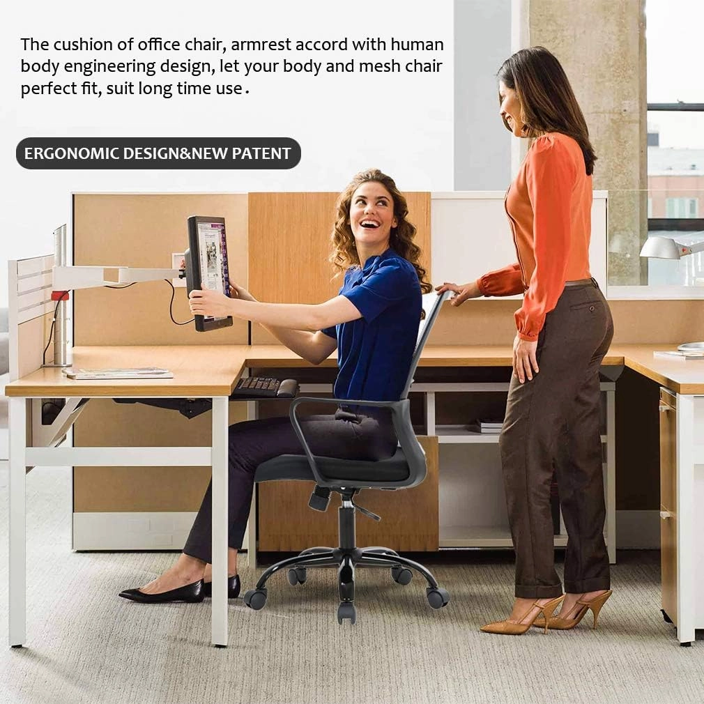 Home Office Chair Ergonomic Desk Chair Swivel Rolling Computer Chair Executive Lumbar Support Task Mesh Chair Adjustable Stool for Women Men (White)