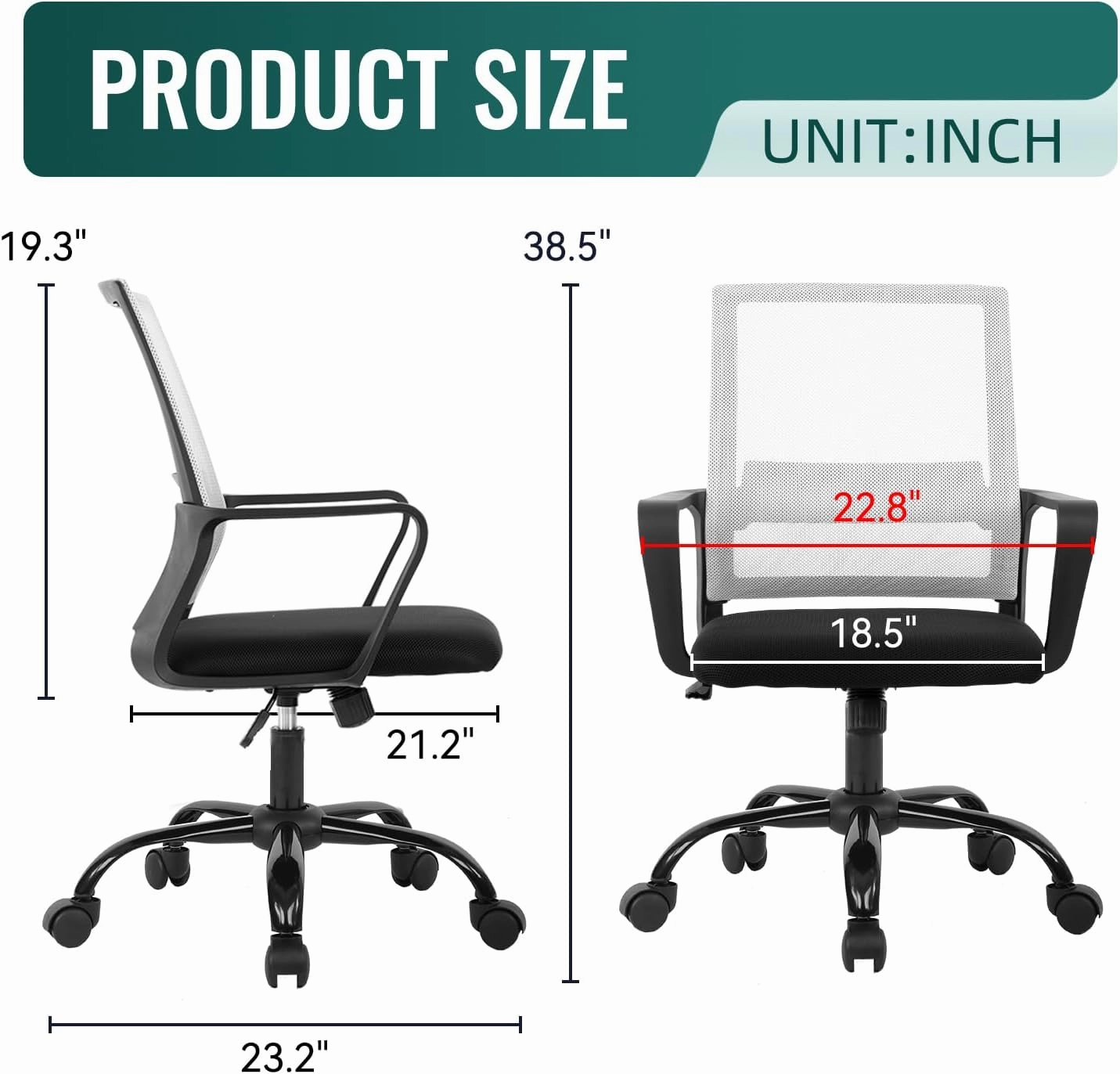 Home Office Chair Ergonomic Desk Chair Swivel Rolling Computer Chair Executive Lumbar Support Task Mesh Chair Adjustable Stool for Women Men (White)