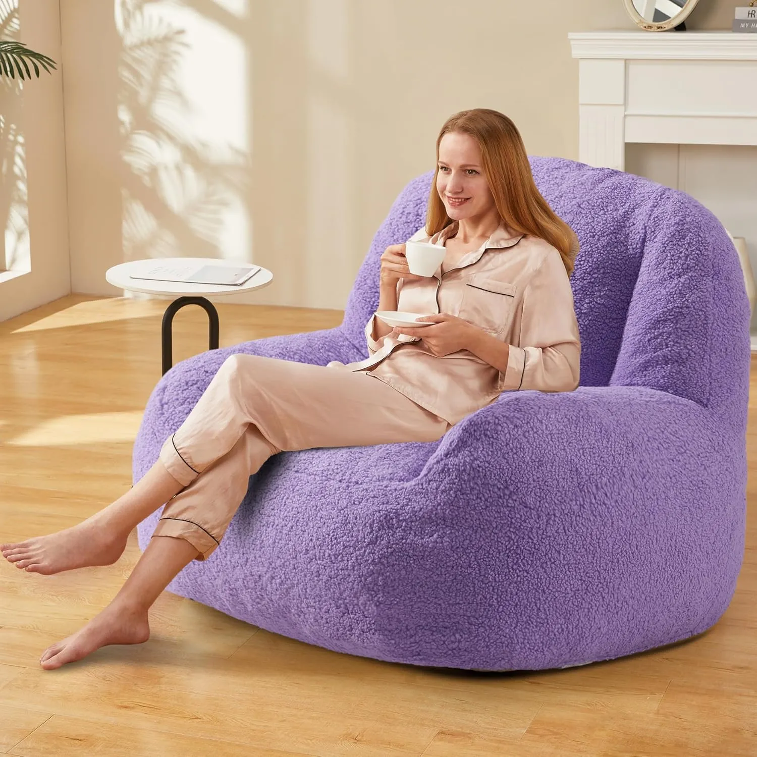 Homguava Bean Bag Chairs for Adults,Giant Beanbag Couch Adult Bean Bag Chair with Filler Included,Modern Lazy Sofa Comfy Chair for Living Room(Purple)