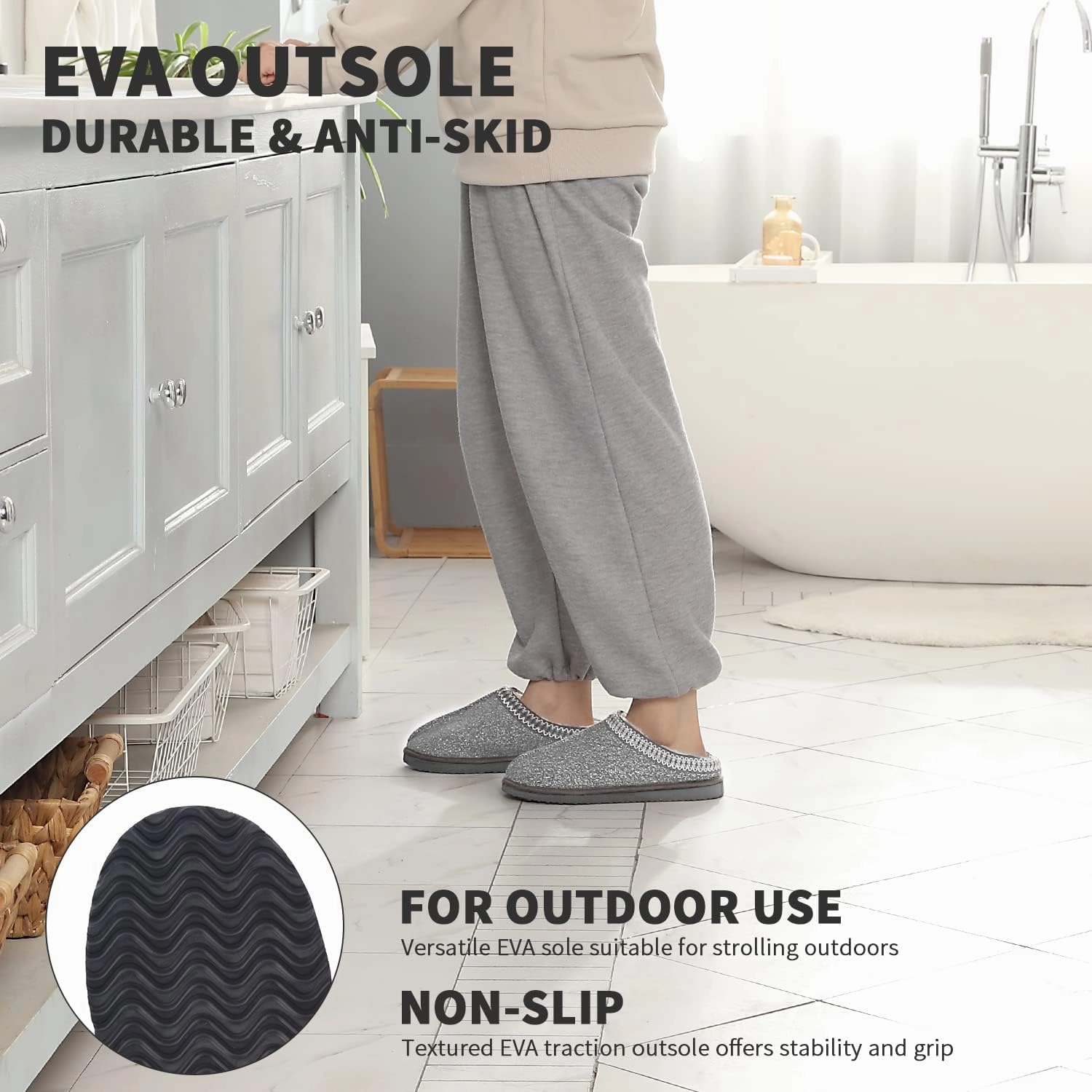 Homitem House Bedroom Slippers for Women Platform Shoes Indoor and Outdoor with Fuzzy Lining Hard Sole Memory Foam Slip on