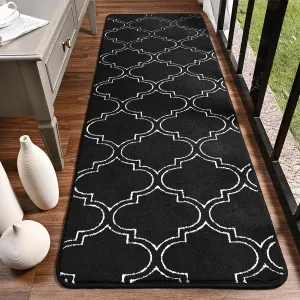HOMORE 2x6 Runner Rug, Long Shag Area Rug for Bedroom Living Room Couch Hallyway, Super Soft Memory Foam Rugs for Kids Nursery Dorm, Black/White