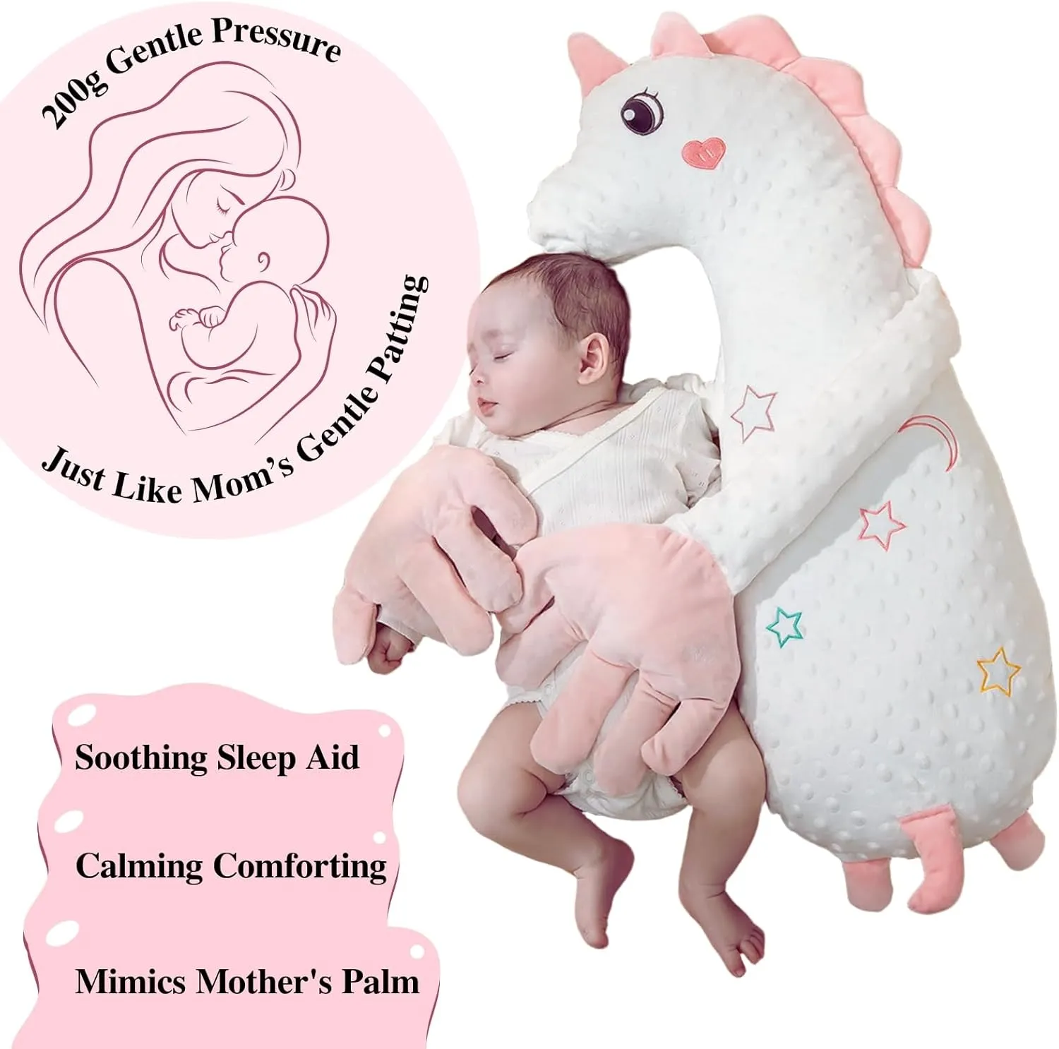 HONEYJOY Sweet Bunny Plush Pal for Tummy Time & Supported Play, Soft Minky Sensory Companion for Floor Activities, Supportive Body Cushion for Baby & Toddler