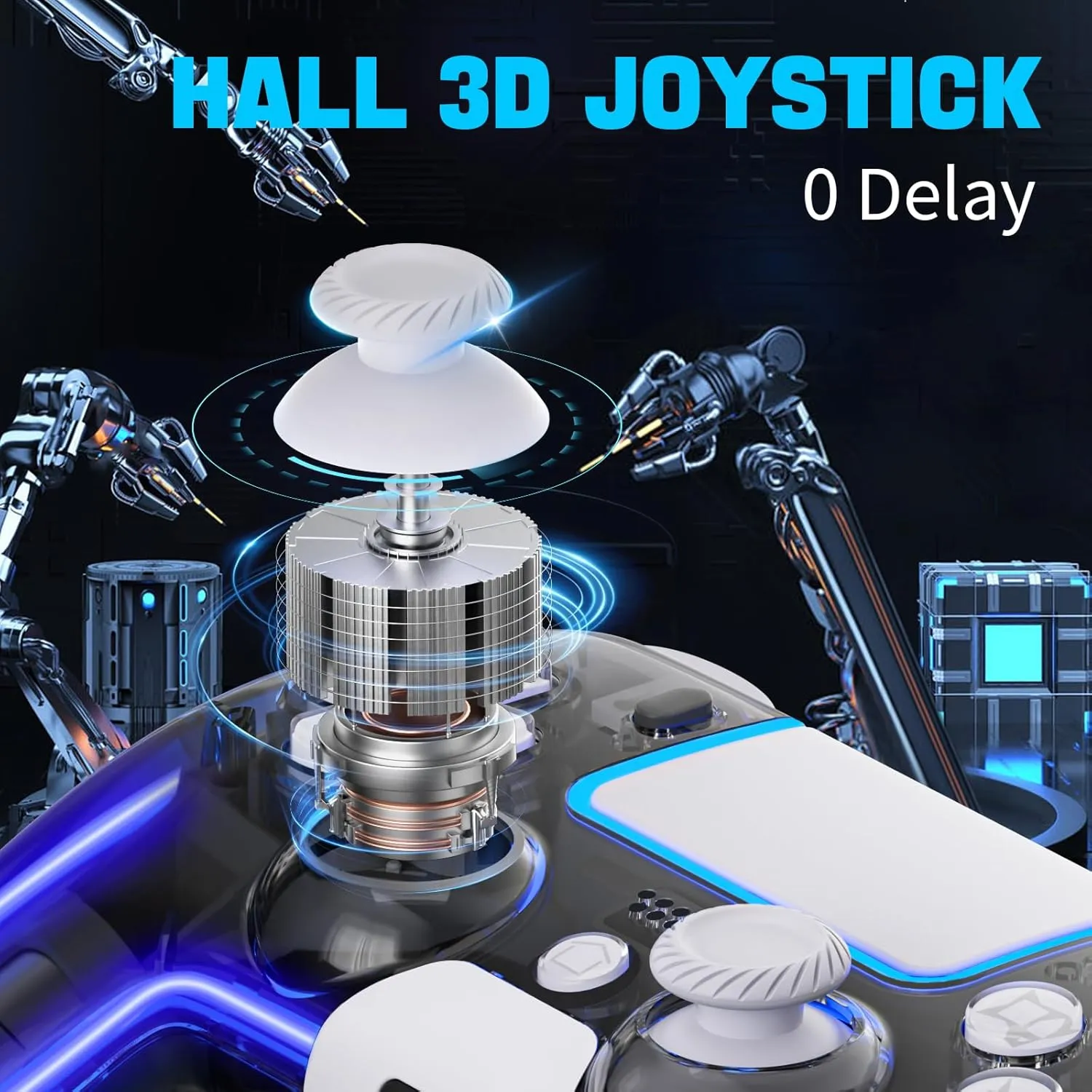 Honghao Controllers for PS4,Custom PS4 Remote with Hall 3D Joystick, RGB Wireless Game Controllers for Playstation 4 |Customizable Buttons| Responsive Control (Black   White)