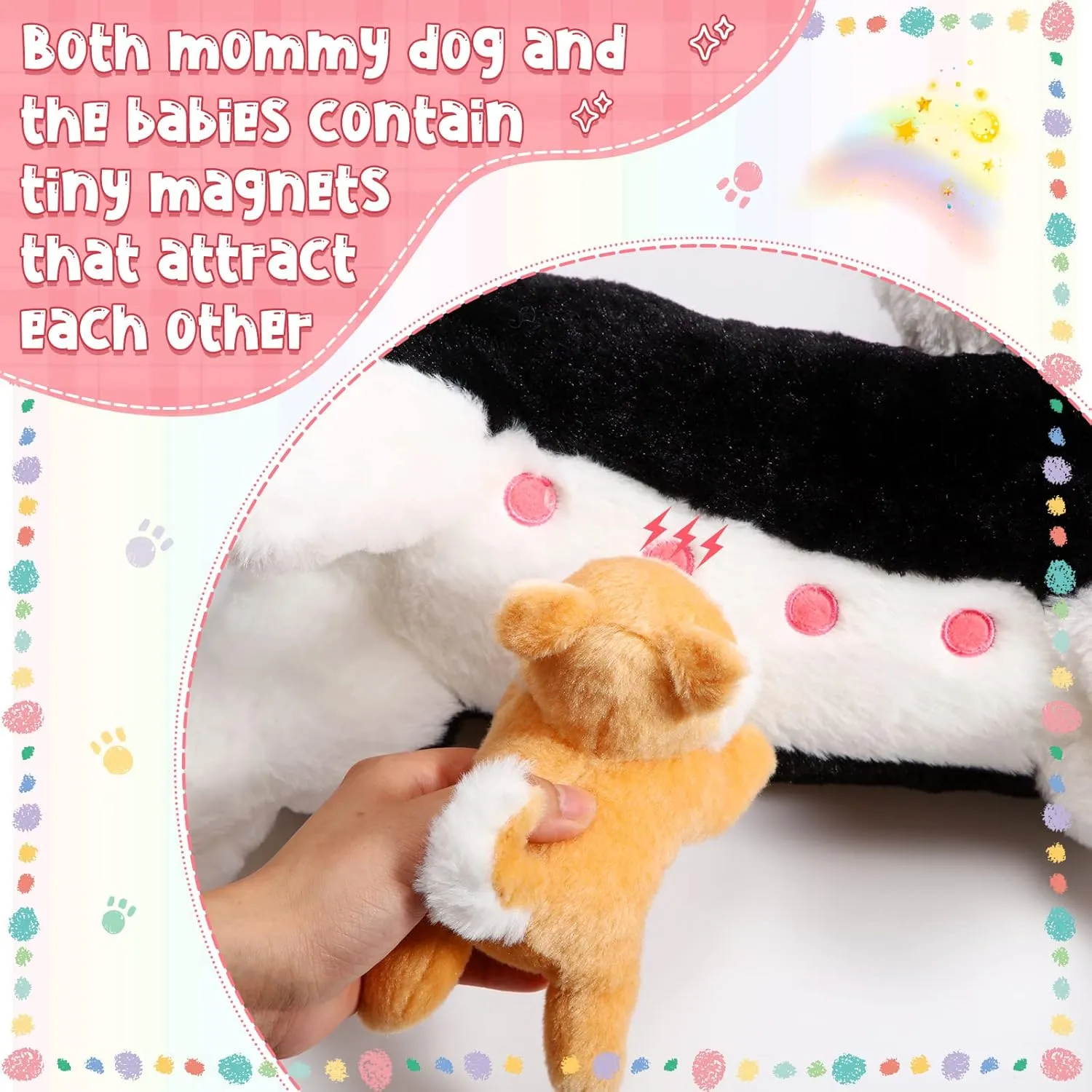 Honoson Nurturing Dog Mommy Plush Set with 4 Baby Puppies Soft Cute Dog Themed Stuffed Plush Toys for Kids Girls Boys Easter Birthday Gifts(Husky)