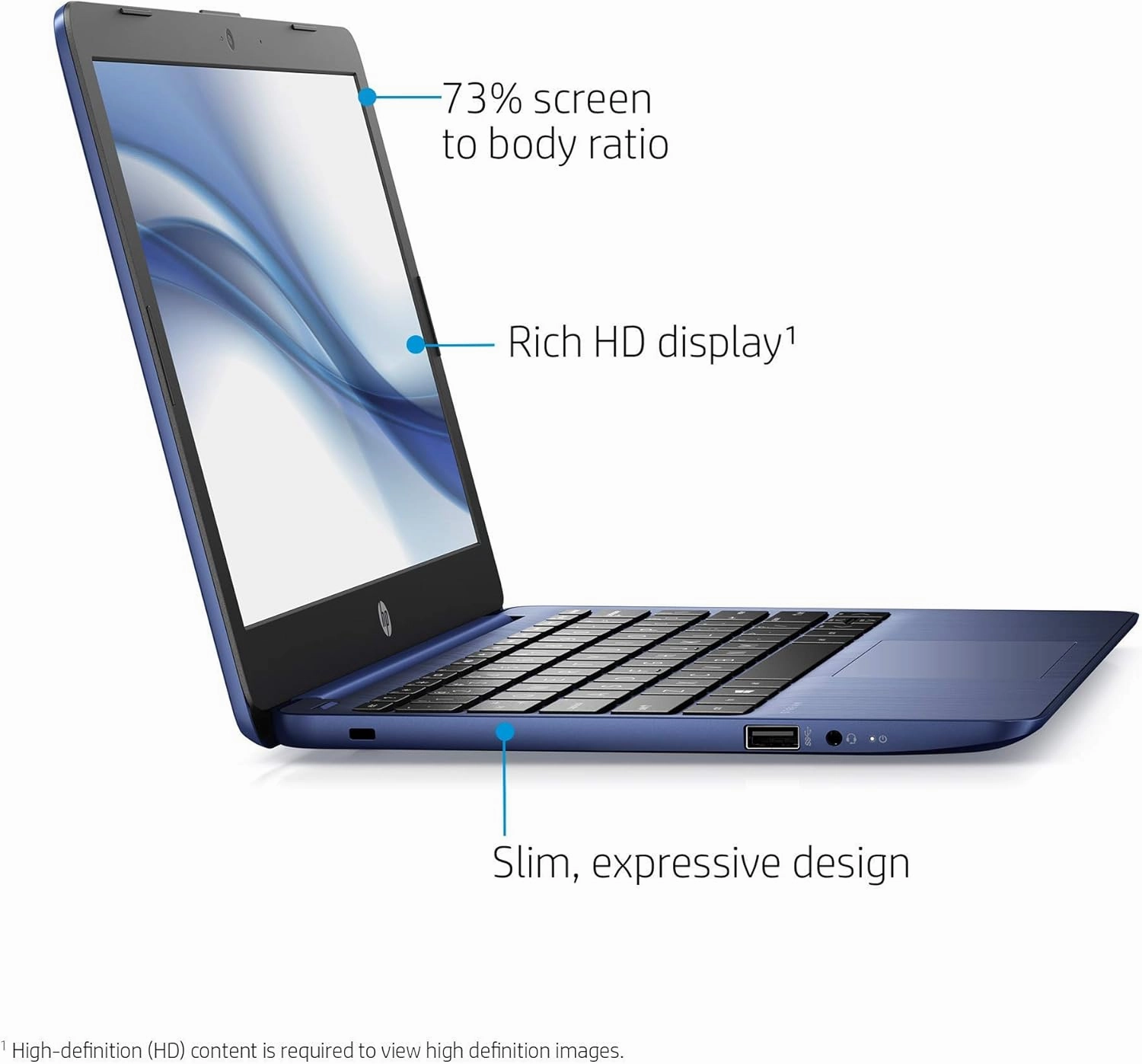 HP Stream 11-inch HD Laptop, Intel Celeron N4000, 4 GB RAM, 32 GB eMMC, Windows 10 Home in S Mode with Office 365 Personal for 1 Year (11-ak0010nr, Royal Blue) (Renewed)