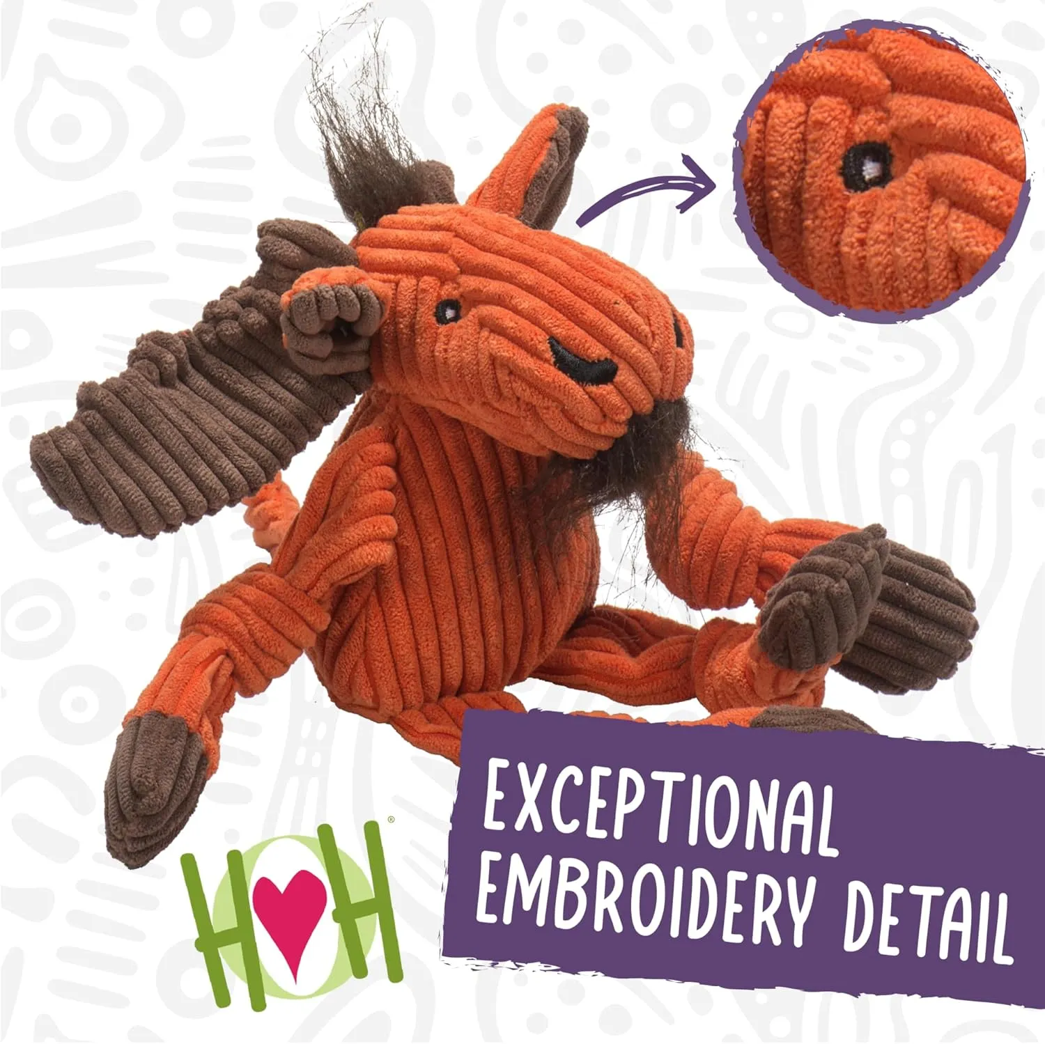 HuggleHounds Knottie Plush Dog Toy - Dog Stuffed Animal Toy, Squeaky Puppy Toys, for Small, Medium & Large Dogs, Durable Plush to Keep Them Busy - Dottie Cow, Large