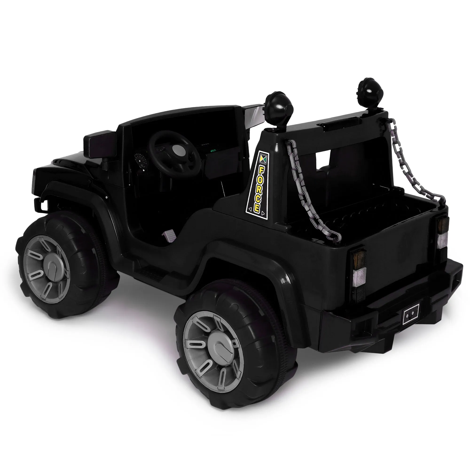 Humer Electric Car TZ-0008 - Black | Frequency 2.4 GHz | Lights & Music | Ride-On Car | Seat Belt for Safety | Perfect Tyre Grip | Make in India | For Kids 3  years
