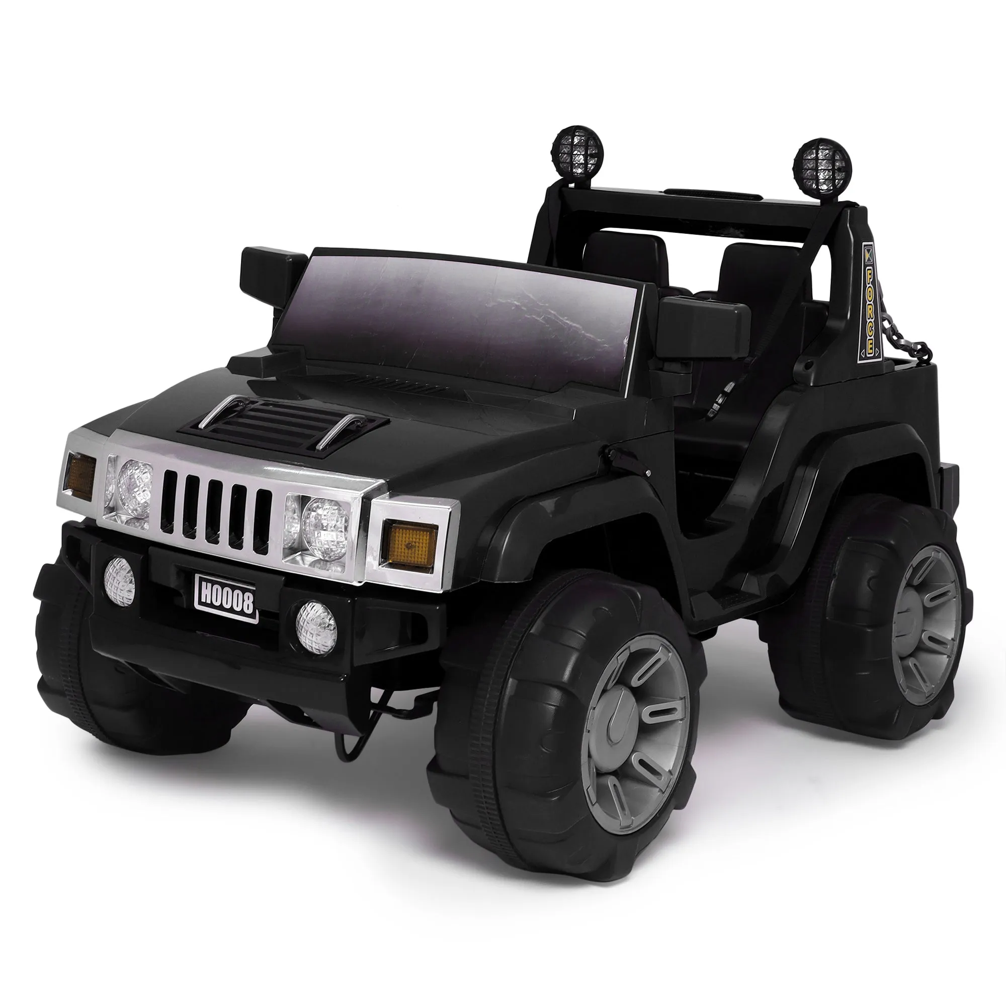 Humer Electric Car TZ-0008 - Black | Frequency 2.4 GHz | Lights & Music | Ride-On Car | Seat Belt for Safety | Perfect Tyre Grip | Make in India | For Kids 3  years