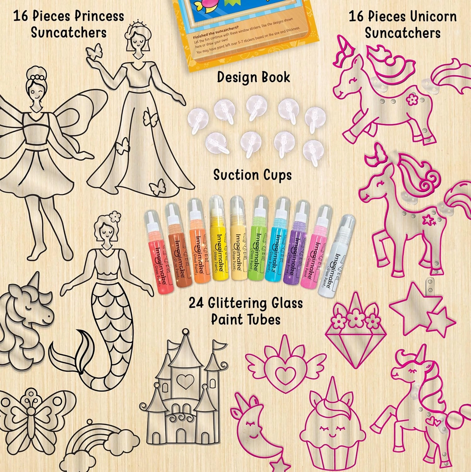 Imagimake Window Art Princess & Unicorn | Suncatcher Kit | Unicorn Toys for Girls Age 5-8 | Craft Kits for Ages 8-12 | Gifts for 5 Year Old Girls | Princess Toys