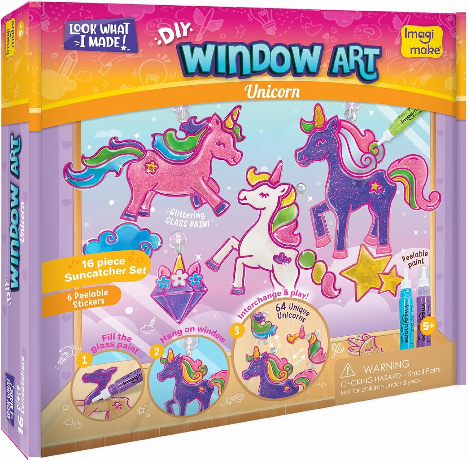 Imagimake Window Art Unicorn | Stained Glass Kit | Unicorn Girls Toys Age 6-8 | 6 Year Old Girl Birthday Gift | Art and Crafts for Girls 8-12 | DIY Suncatcher Kit for 5,6,7,8,9,10,11,12 Year Old Kids
